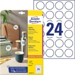 Etykiety papierowe 40mm okrągłe AVERY ZWECKFORM trwałe białe 10 ark 240 etykiet /L3415-10/