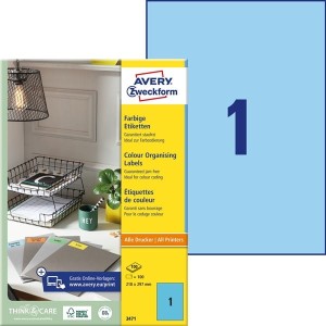 Etykiety Avery Zweckform 210,0x297 Niebieskie 100szt /3471/
