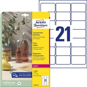 Etykiety przezroczyste Crystal Clear Avery Zweckform; A4, 25 ark./op., 63,5 x 38,1 mm /L7782-25/