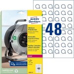 Usuwalne tabliczki inspekcyjne Avery Zweckform, A4, 10 ark./op., 480 et./op.; O20mm; białe / L7803-10/