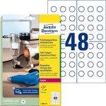 Tabliczki Inspekcyjne Plomby Avery Zweckform Średnica 20mm Białe 480 Etykiet 10 Arkuszy