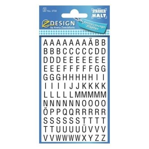 Naklejki Z DESIGN-litery czarne na białym tle (26pkt./6,5mm) AVERY ZWECKFORM 240szt. /3720/