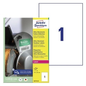 Etykiety foliowe 210X297 białe AVERY ZWECKFORM  ULTRA RESISTANTE 50 arkuszy /B4775-50/