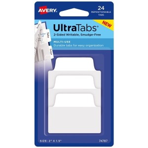 Zakładki indeksujące 50,8x38mm PP 4x6szt. białe AVERY ZWECKFORM ULTRA TABS usuwalne 24szt. /74787/