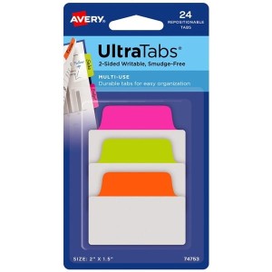 Zakładki indeksujące 50,8x38mm PP 4x6szt. mix neon AVERY ZWECKFORM ULTRA TABS usuwalne 24szt. /74753/