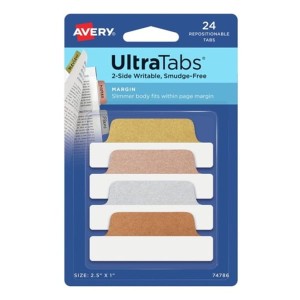 Zakładki indeksujące 63,5x25,4mm PP 4x6szt. kolory metaliczne AVERY ZWECKFORM ultra tabs usuwalne 24szt. /74786/