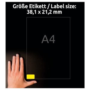 Etykiety papierowe 38,1 x 21,2 AVERY ZWECKFORM usuwalne neon żółte 25 arkuszy 1625 etykiet /L7651Y-25/