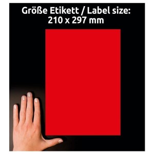 Etykiety papierowe 210x297 AVERY ZWECKFORM usuwalne neon czerwone 25 arkuszy 25 etykiet /L6005-25/ !dostępność styczeń 2023!