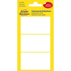 Trwałe minietykiety do opisywania ręcznego Avery Zweckform; 18 etyk./op., 66 x 38 mm, białe /3084/