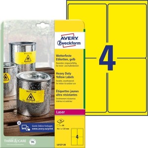 Wytrzymałe etykiety Heavy Duty 99,1 x 139 mm, 80 etykiet, żółte /L6127-20/