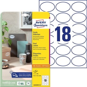 Owalne etykiety Avery Zweckform usuwalne 63,5 x 42,3 mm, 450 etykiet /L6024REV-25/