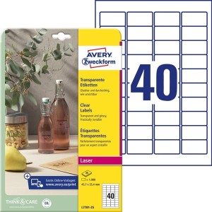 Etykiety przezroczyste Crystal Clear Avery Zweckform; A4, 25 ark./op., 45,7 x 25,4 mm /L7781-25/