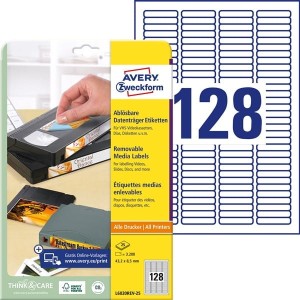 Etykiety na przezrocza Avery Zweckform; A4, 25 ark./op., 43,2 x 8,5 mm, białe, usuwalne /L6020REV-25/