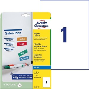Magnetyczne znaki samoprzylegające Avery Zweckform; A4, 5 ark./op., 210 x 297 mm, białe /J8867-5/			