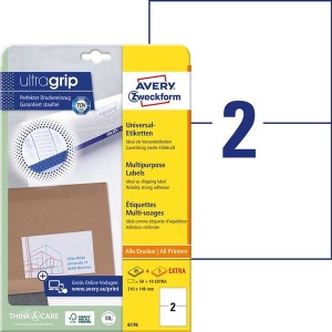Etykiety Trwałe Uniwersalne Avery Zweckform; A4, 30 ark./op., 210 x 148 mm, białe /6176/